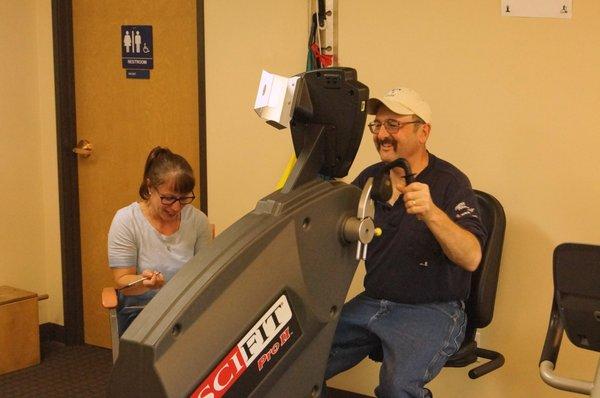 PT Christine helps my husband use the machine correctly. She keeps him on task :-)