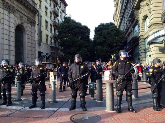 Guarding the Powell Cable Car Turnaround.