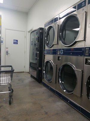 Dryers $.25 per 6 min. Vending machine and restroom for customers only