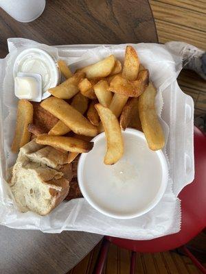 4 piece chicken strips w/ potatoes and steak fries