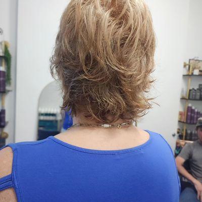 Short textured cut.