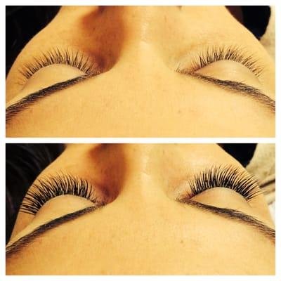 Before and after lash extensions