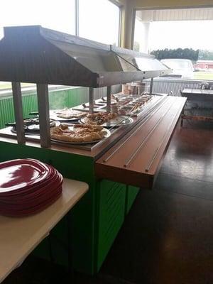 Enjoy the lunch buffet on Sunday. Includes salad bar, several types of pizza, and dessert pizza.