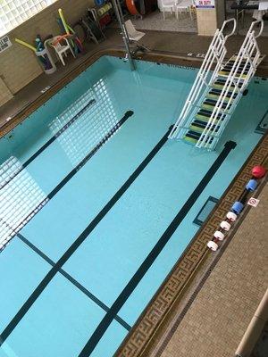 We have a chair lift and bariatric stairs to enter the pool!