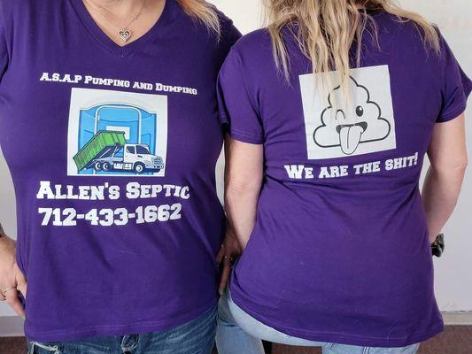 Front and back of our office girls' shirts!