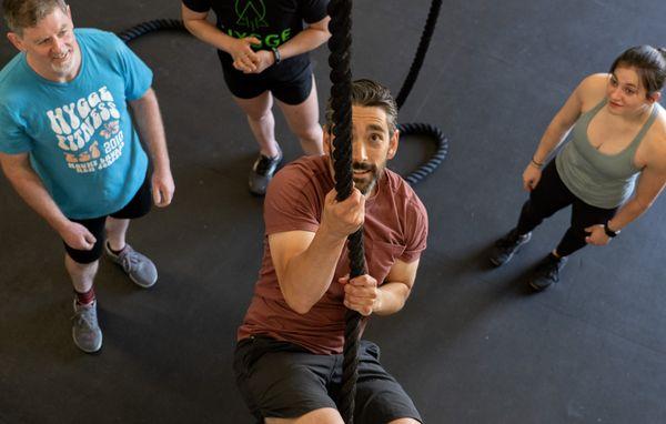 Rope climbs at Hygge Fitness in Mt Laurel, NJ