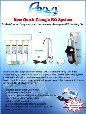 "Quick-change" PROQ-RO550. 
 5-staged Reverse Osmosis Water Filter
 (no tool needed when changing the filters)