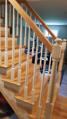 Custom oak stairway to game room