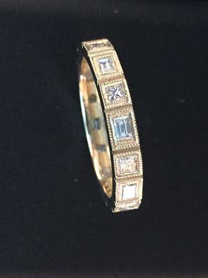 Princess Cut Diamonds & Baguette Diamond Stack Band