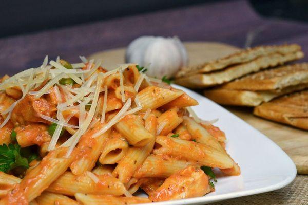 Penne pasta in vodka sauce