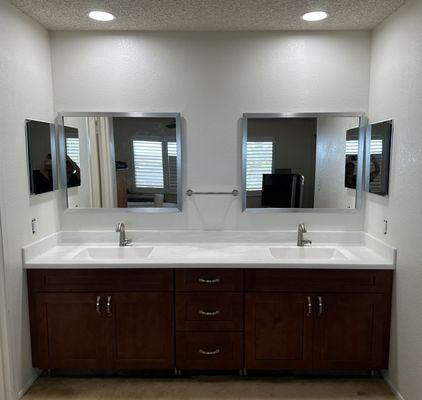 Master bath vanity, 90" eide