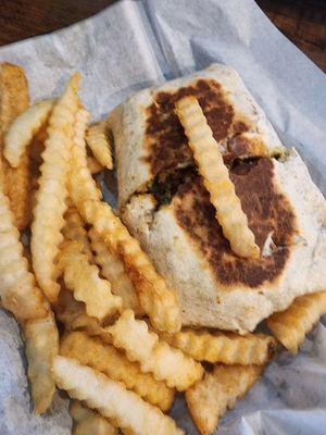 Chicken burrito used a frensh fry for size comparison