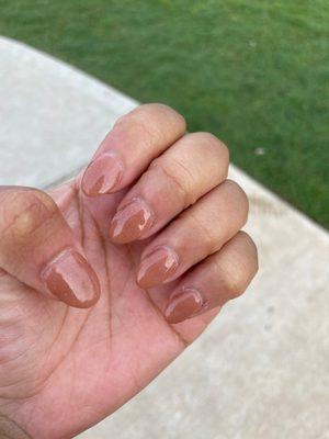 Terrible almond shape done by jade nails