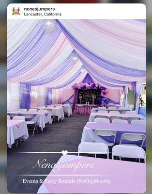 Tents, Drapes, Tables, Chairs, Marque numbers, Mechanical Bull, and more