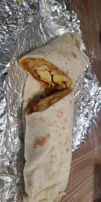 Breakfast burrito bacon with red chile