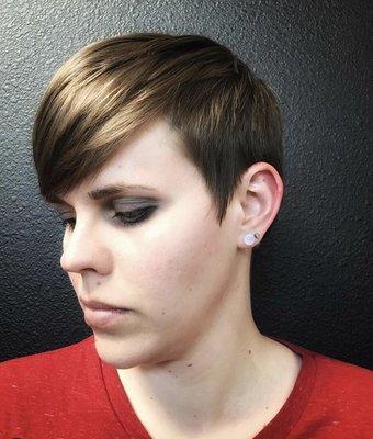 A razor cut pixie