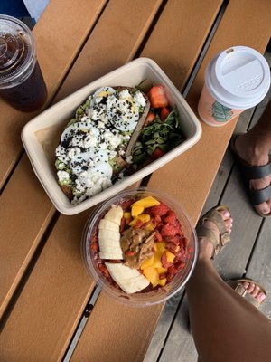 Enjoyed coffee with Avo toast & Acai bowl on the beach