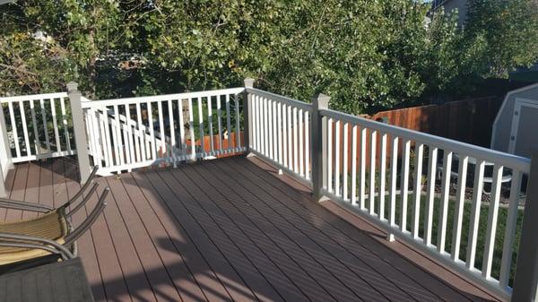 Upper view of the Deck the Trex Railing is maintenance free and will outlast any paint or stain