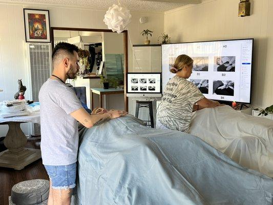 Reiki Training, students practice