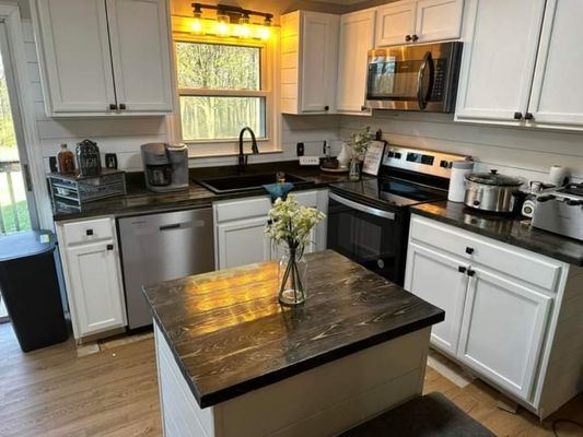 New and updated kitchen with handmade wood countertops in mount airy nc