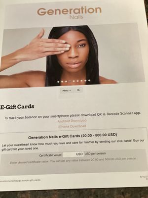 E-gift card offer downloaded and printed today