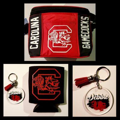 Custom cooler with keychain and koozie