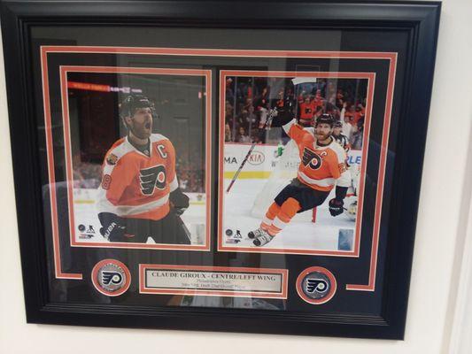 We also have framed prints for sale.  This Claude Giroux is  $59.95.