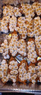 Candied Sweet Potatoes topped with Roasted Marshmallows