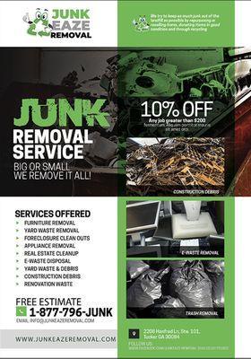 Www.Junkeaze removal.com or call now 1-877-796-junk