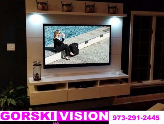 TV on stand, or hidden wires aren't the only options. Check out this floating media center we installed. Call GorskiVision 973-291-2445