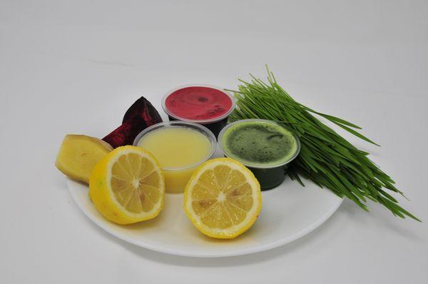 ginger short, wheatgrass short, Beet short immunity booster