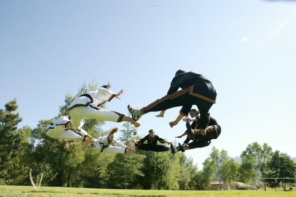 Instructors Demonstrate Jumping and Kicking techniques.