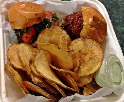 Italy On Wisconsin (left) -- Powerball (right) -- housemade chips with garlic wasabi sauce -- indescribably delish!