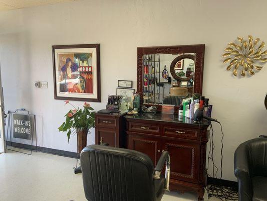 One of our hair styling stations