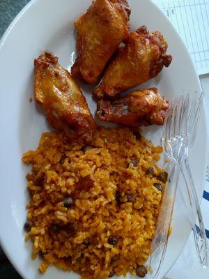 Fried chicken wings & Spanish rice