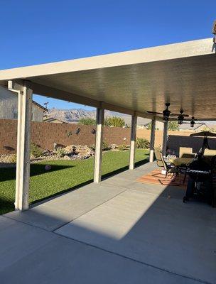 Solid Patio Cover with Gutters & Downspouts. Electrical run for 3 Ceiling Fans