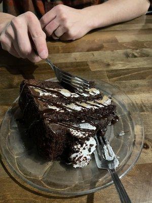 Chocolate cake with cookie dough, so good!