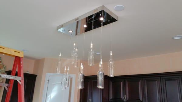 kitchen LED bottle lighting fixture installation