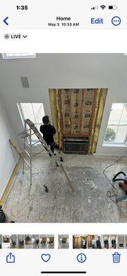 Russo Granite and Marble, prepping wall for Lermeriuan granite wall installation, they did an Awesome job.