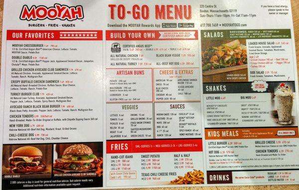 Mooyah - To go menu