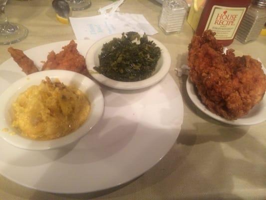 Wednesday Lunch special - fried chicken, collard greens and squash casserole!