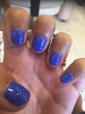 Electric blue! ( ok the ratty cuticle is my fault not the manicurist!lol)