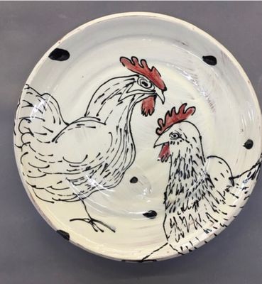 Dinner Plate with Chickens