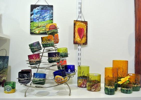 Check out our handmade hand painted recycled containers!