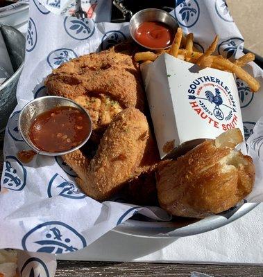 White meat fried chicken with fries