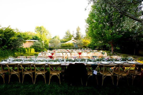 Dinner was on banquet tables near the villa.