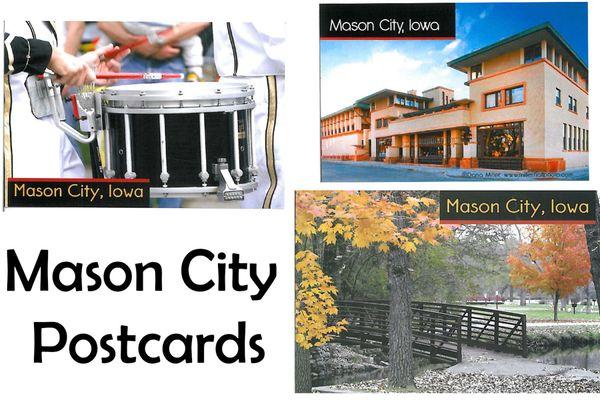 Mason City Postcards - 4 for $1.00,  available for purchase at the Mason City Visitor Center, 2021 4th St. SW, Mason City, Iowa