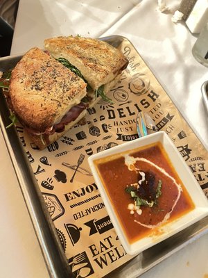 muffaletta with tomato basil soup