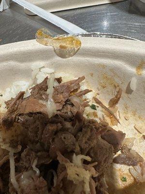 Nothing like plastic in the Barbacoa Burrito Bowl