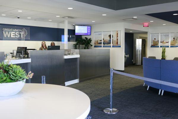 Teller line at the Credit Union West branch in Arrowhead.